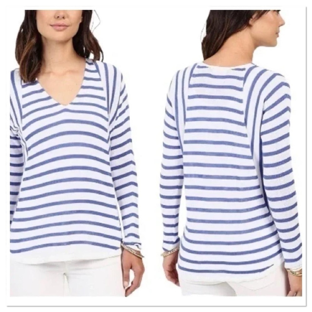 Lily Pulitzer Stasia stripe lightweight v neck cotton pullover sweater small